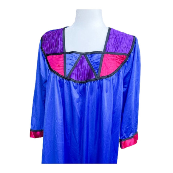 90S Nylon Nightgown Henson Kickernick Royal Blue Size Medium - Picture 1 of 8
